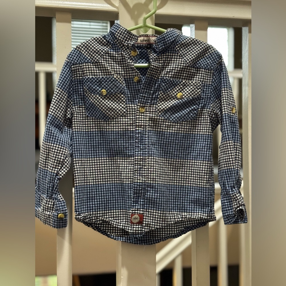 Classic Blue Checkered Kids Button-Down Shirt